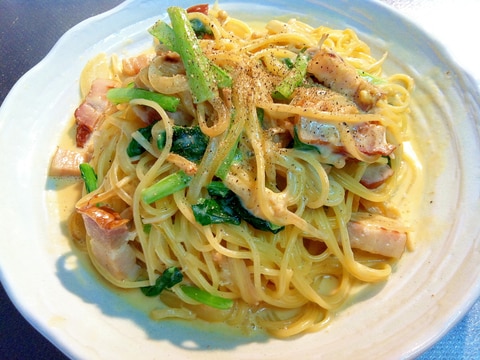 豪華にランチ☆牛乳で☆具沢山カルボナーラ